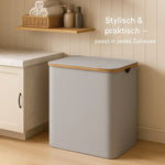 Stylischer Wäschekorb mit 3 Fächern in Schwarz, Beige & Grau