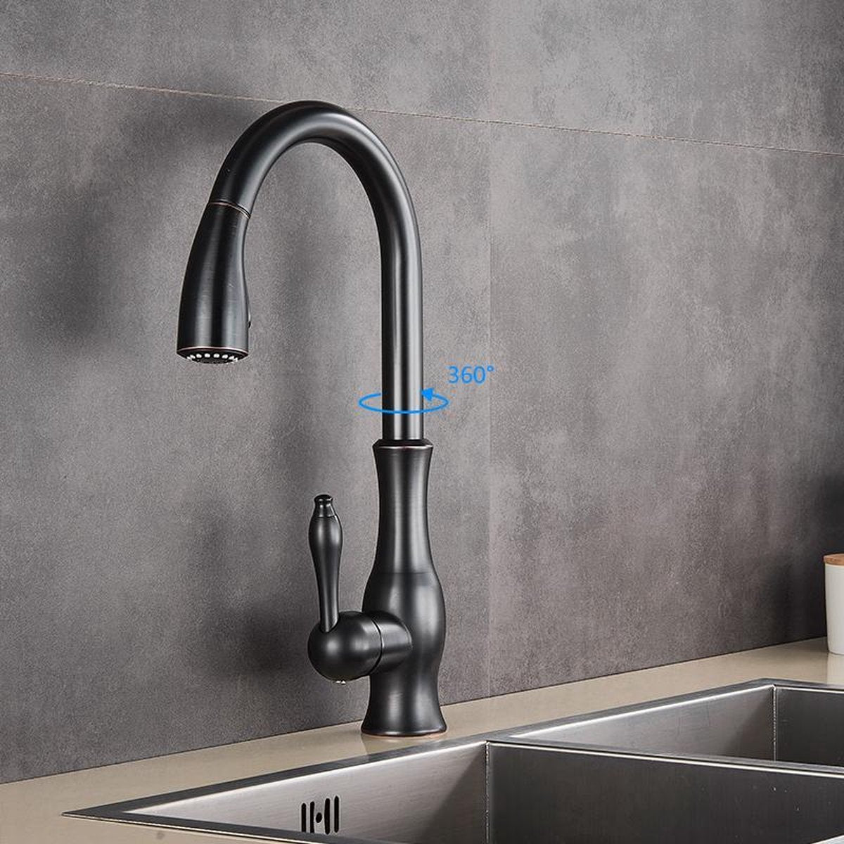 Flexibler Küchenwasserhahn mit ausziehbarem Brausekopf