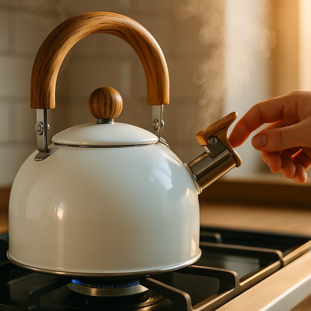 Eleganter Wasserkocher aus Edelstahl im Retro-Design