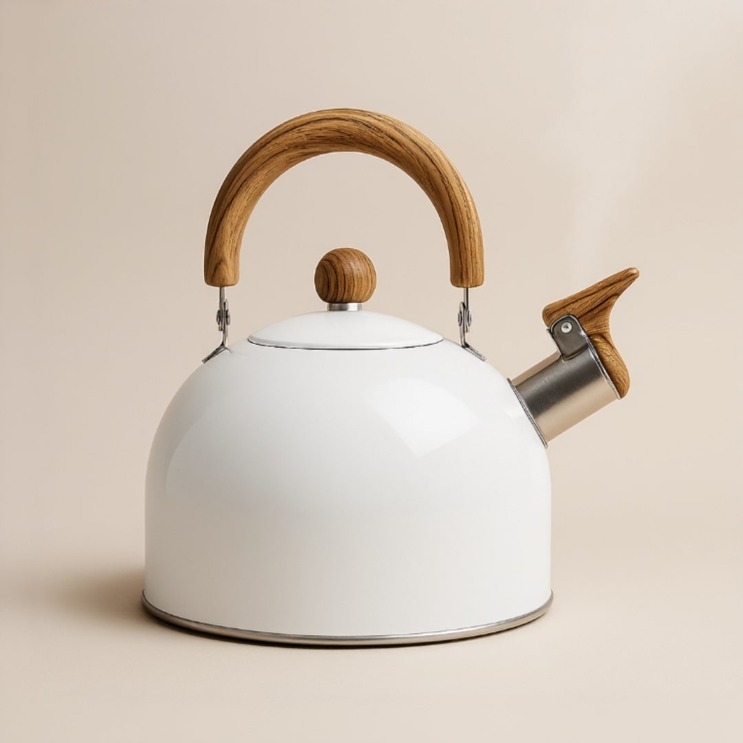 Eleganter Wasserkocher aus Edelstahl im Retro-Design