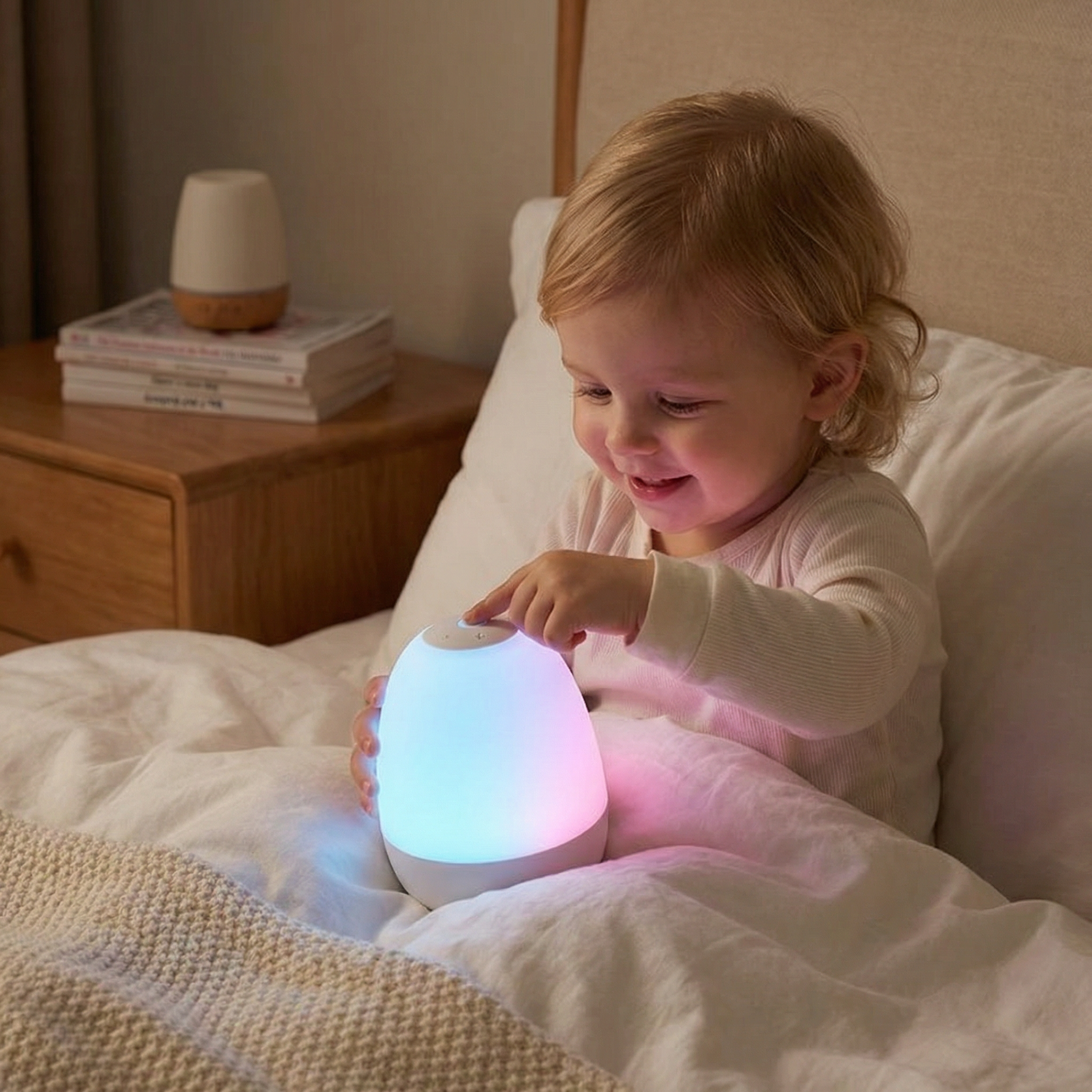 Silikon Nachttischlampe in Eiform mit LED-Beleuchtung
