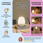 Silikon Nachttischlampe in Eiform mit LED-Beleuchtung