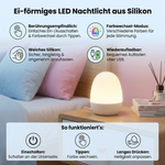 Silikon Nachttischlampe in Eiform mit LED-Beleuchtung