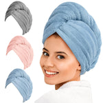3 Pack of Microfiber Hair Towel Wraps for Women – Highly Absorbent