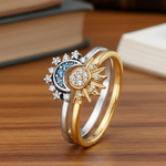 Sparkling Sun and Moon Ring for Women with Celestial Design