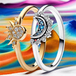 Sparkling Sun and Moon Ring for Women with Celestial Design