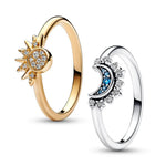 Sparkling Sun and Moon Ring for Women with Celestial Design