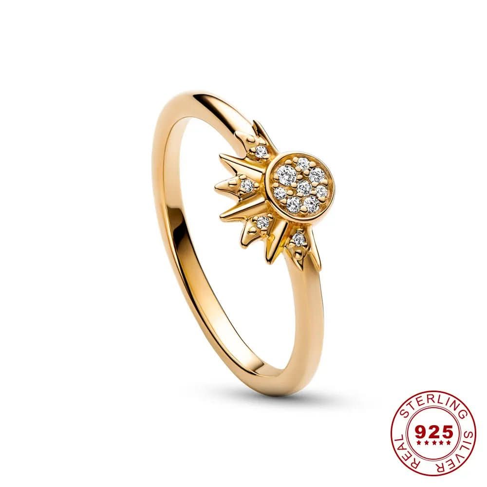 Sparkling Sun and Moon Ring for Women with Celestial Design
