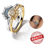 Sparkling Sun and Moon Ring for Women with Celestial Design