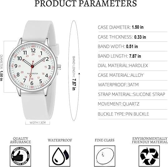 Silicone Band Waterproof Watch for Nurses - Women's Design