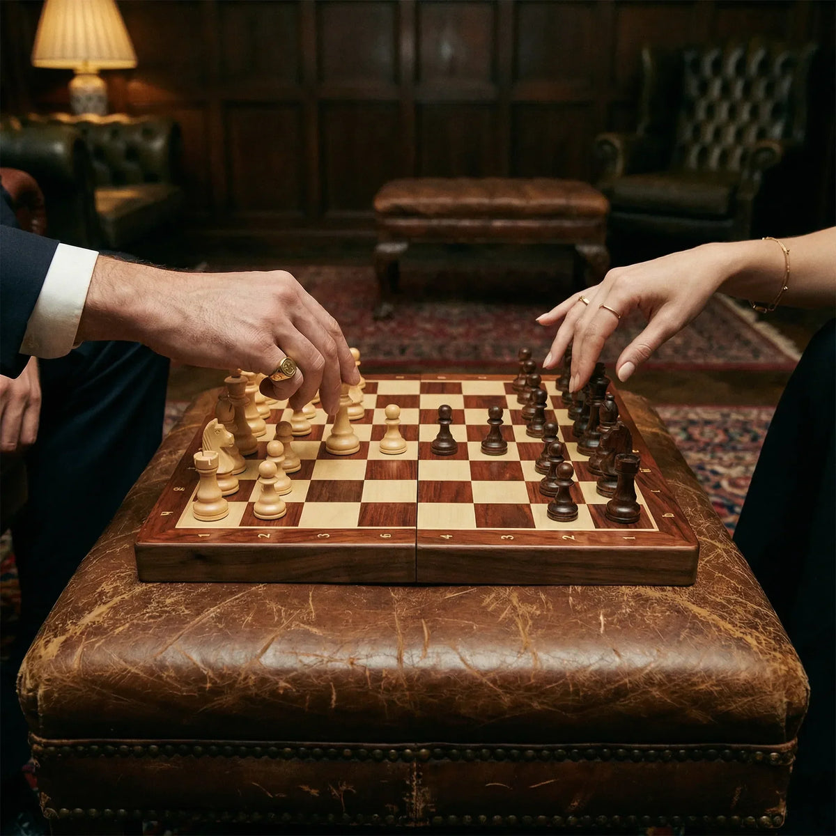 Portable Wooden Chess Set for All Ages - Foldable Game with Pieces