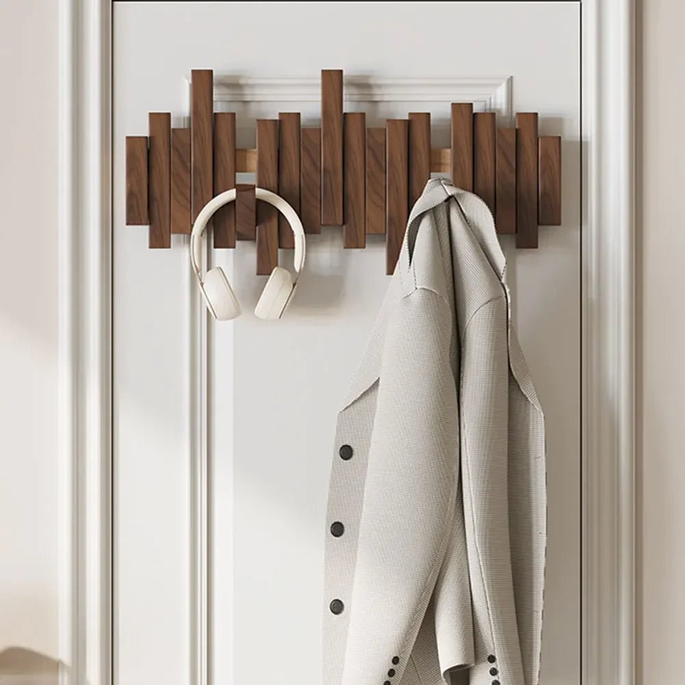 Elegant wooden coat rack with flexible magnetic hangers