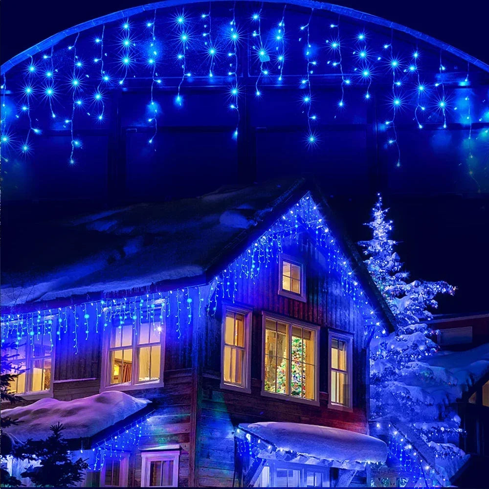 Bunte LED-Lichterkette für den Außenbereich – Weihnachts- und Neujahrsbeleuchtung für Zuhause und Garten