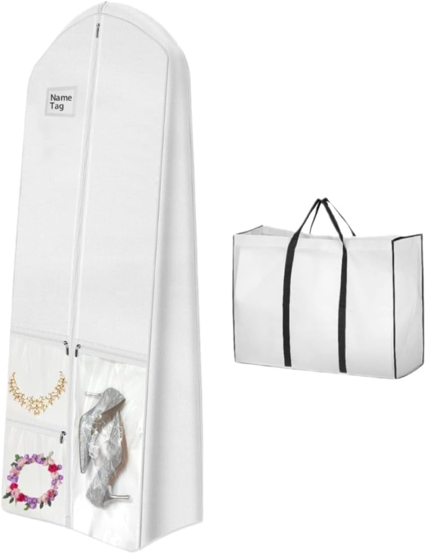 Bridal Gown Garment Bag & Accessory Organizer for Women, Size XL