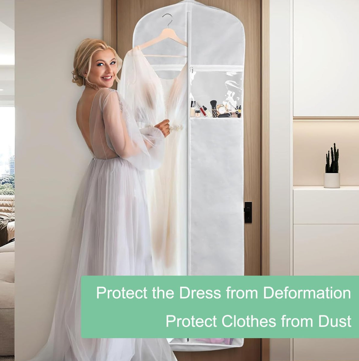 Bridal Gown Garment Bag & Accessory Organizer for Women, Size XL