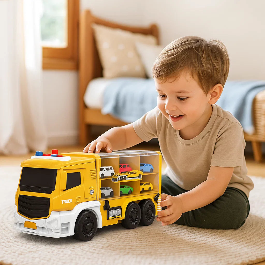 Transformierbare Rennstrecke mit 2in1 Autotruck und Fahrzeugen