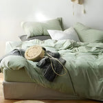 Fresh Mint Green Duvet Cover Set - Comfortable & Breathable
